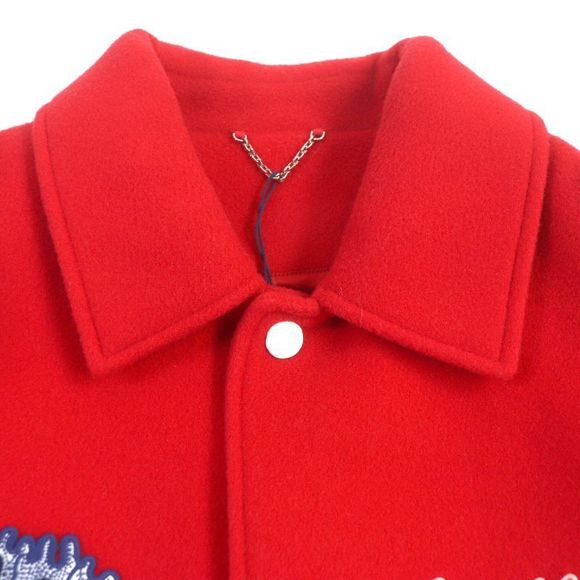 Louis Vuitton Yayoi Kusama 23SS Hol31e Cowhide Wool Embroidered Varsity Jacket - Picture 2 of 14